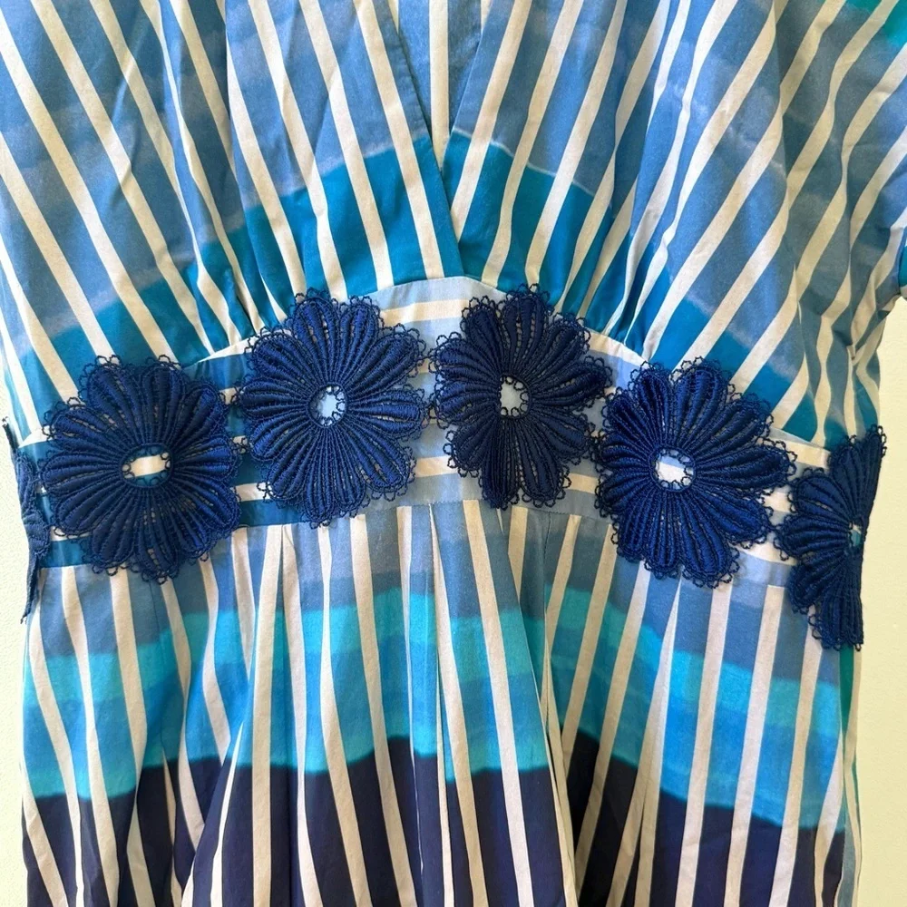 🆕 SILVIA TCHERASSI Adila Striped Midi Dress Infinity Blue Sz L - Picture 5 of 9